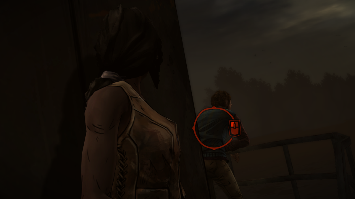 The Walking Dead: Michonne (Macintosh) screenshot: Episode 2 - Silently taking out one of the guards