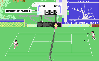 Serve & Volley (Commodore 64) screenshot: Starting to play at the Country Club's grass court.