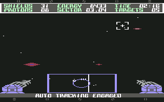 Sentinel (Commodore 64) screenshot: Auto-tracking engaged