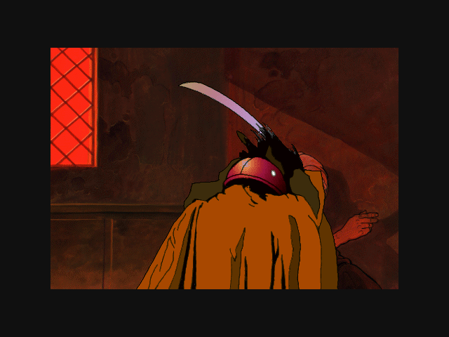 Talisman (DOS) screenshot: A demon killing someone