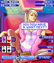 Sexy Poker 2006 (J2ME) screenshot: A game of blackjack with Tianna