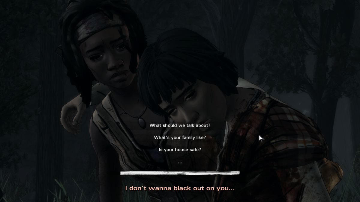 The Walking Dead: Michonne (Macintosh) screenshot: Episode 2 - She's losing a lot of blood