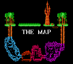 Wizards & Warriors (NES) screenshot: Master map screen of your journey.