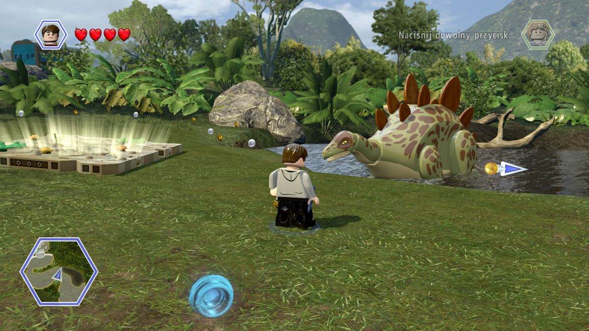 LEGO Jurassic World (PlayStation 4) screenshot: Dino in the water