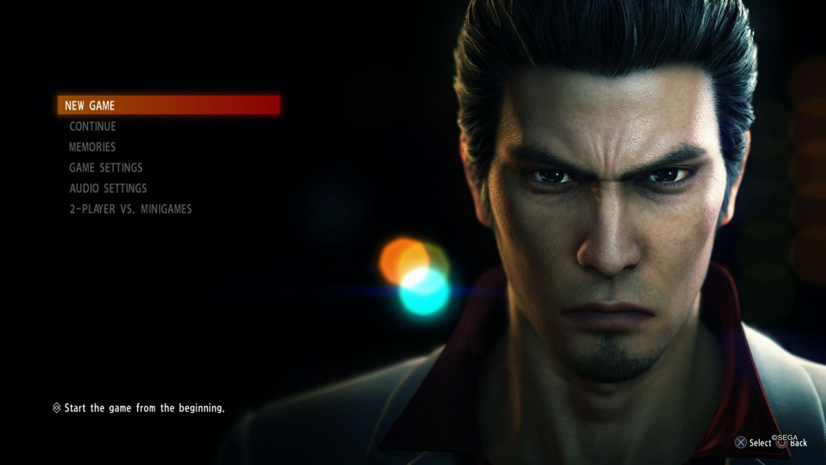 Yakuza 6: The Song of Life (PlayStation 4) screenshot: Main menu
