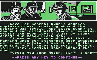 Sherlock Holmes in "Another Bow" (Commodore 64) screenshot: Start of the game...