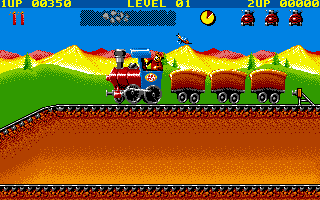Guldkorn Expressen (DOS) screenshot: Just found and connected three wagons.