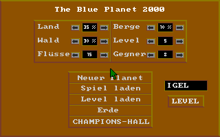 The Blue Planet 2000 (DOS) screenshot: Main Menu.
