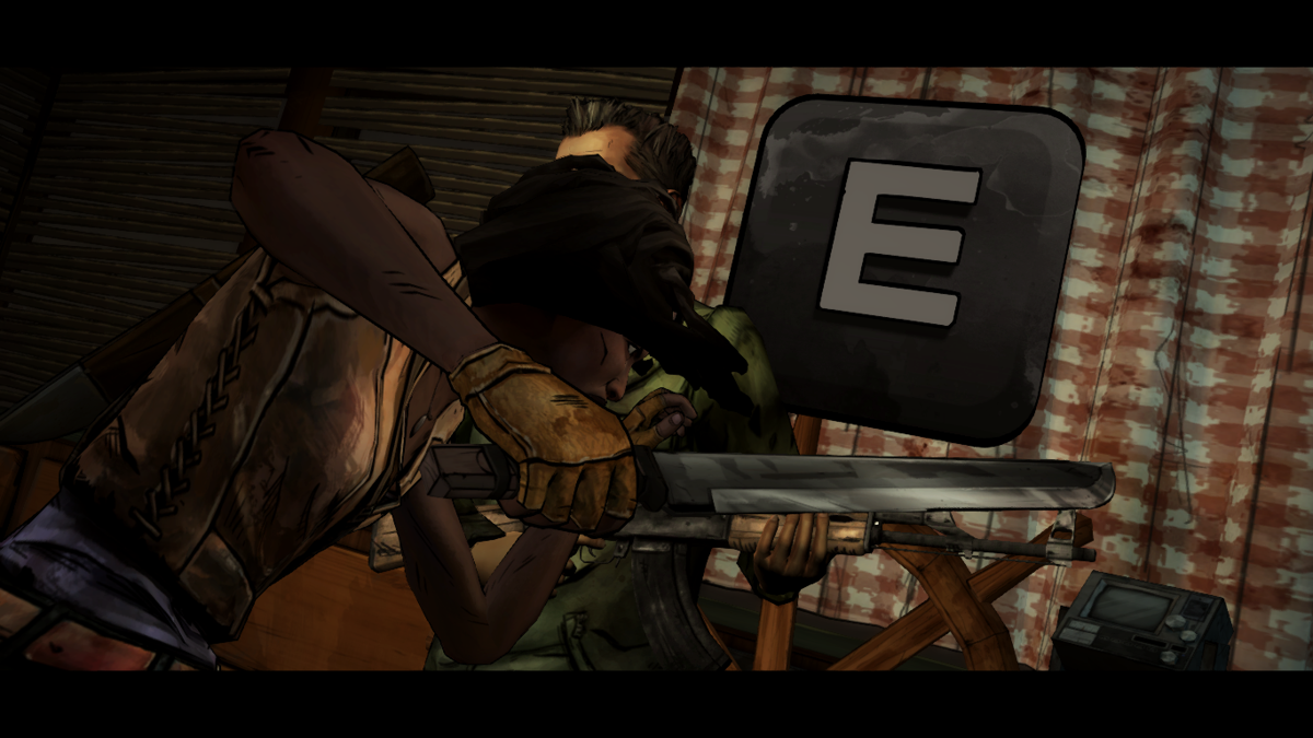 The Walking Dead: Michonne (Macintosh) screenshot: Episode 2 - Quick-time combat with Randall