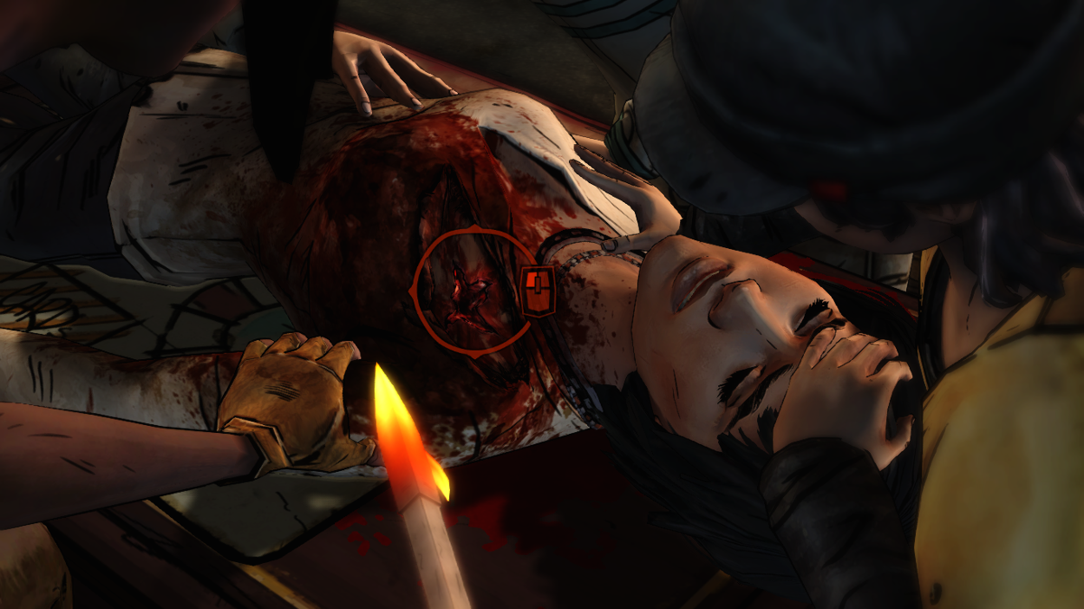 The Walking Dead: Michonne (Macintosh) screenshot: Episode 2 - Sterilizing the wound