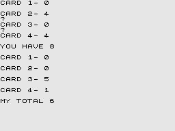 Bumper 7 (ZX81) screenshot: Banco