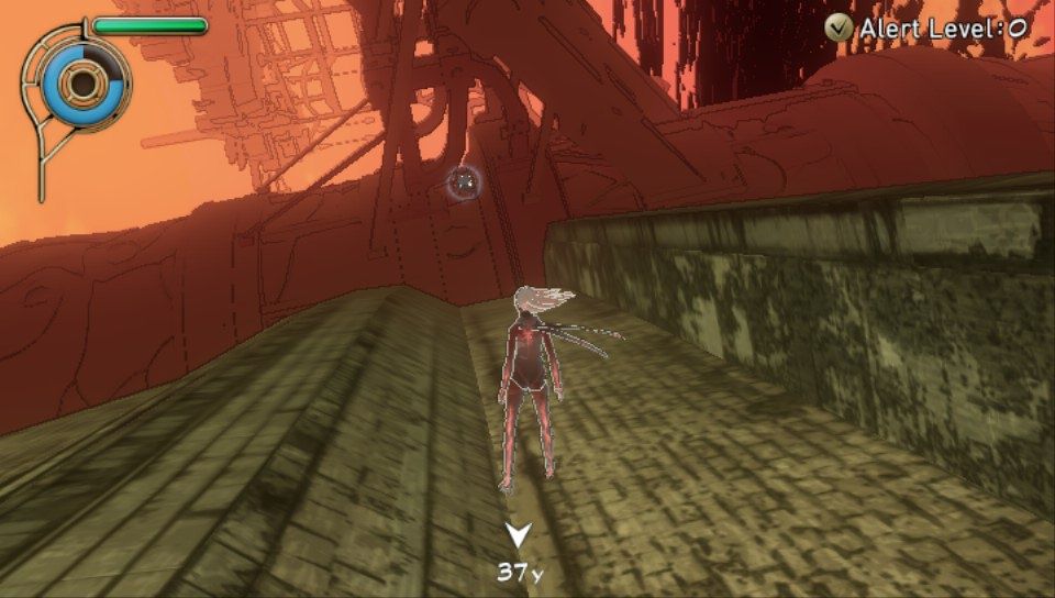 Gravity Rush (PS Vita) screenshot: Walking around with shifted gravity