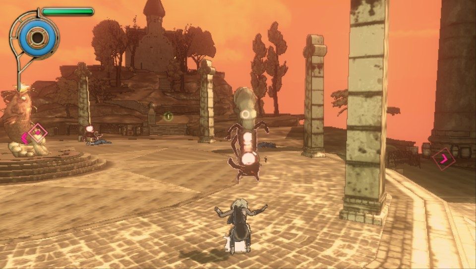 Gravity Rush (PS Vita) screenshot: Fighting in the plaza