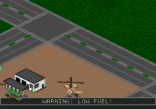 Jungle Strike (Genesis) screenshot: Reful at the Gas Station