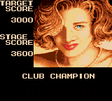 Side Pocket (Game Gear) screenshot: At the ending of each class, this babe will give you the results.