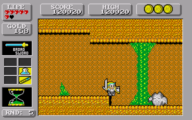 Wonder Boy in Monster Land (Amiga) screenshot: Inside another cave