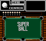 Side Pocket (Game Gear) screenshot: Sometimes the game will give you a "Super Ball" shot. A certain ball (generally the last one) starts to blink. If you hit it, it will speed up your ball, making it last more time moving.