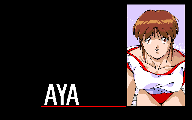 Gakuen Toshi Z (PC-98) screenshot: The main heroine, Aya of the Red Team. Guess they go by the color of the panties :)
