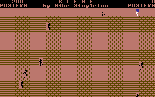 Siege (Commodore 64) screenshot: The attacker reaches the top. You're dead.