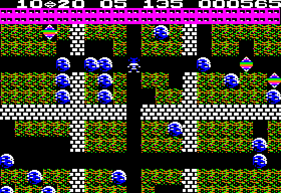 Super Boulder Dash (Apple II) screenshot: Boulder Dash I: at an intersection