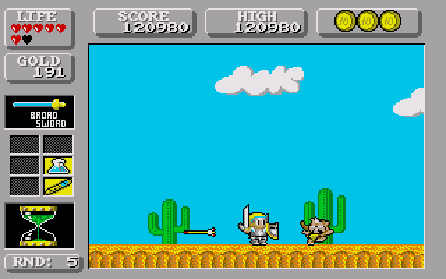 Wonder Boy in Monster Land (Amiga) screenshot: The Mam Desert