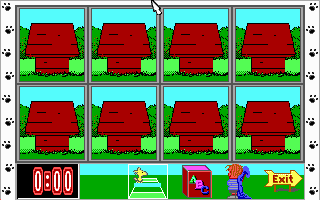 Snoopy's Game Club (DOS) screenshot: Beginning a game of picture pairs (EGA)