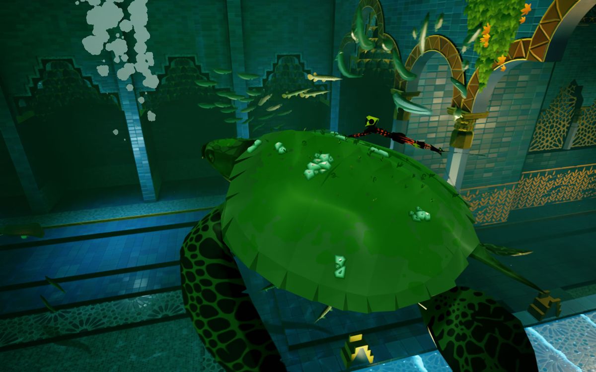 Abzû (Windows) screenshot: The sea turtle is my taxi for a while.