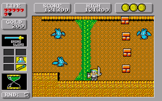 Wonder Boy in Monster Land (Amiga) screenshot: Oh dear, Tom-Tom. What have you gotton yourself into this time?