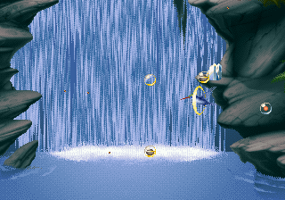 Kolibri (SEGA 32X) screenshot: Choosing a weapon near the waterfall