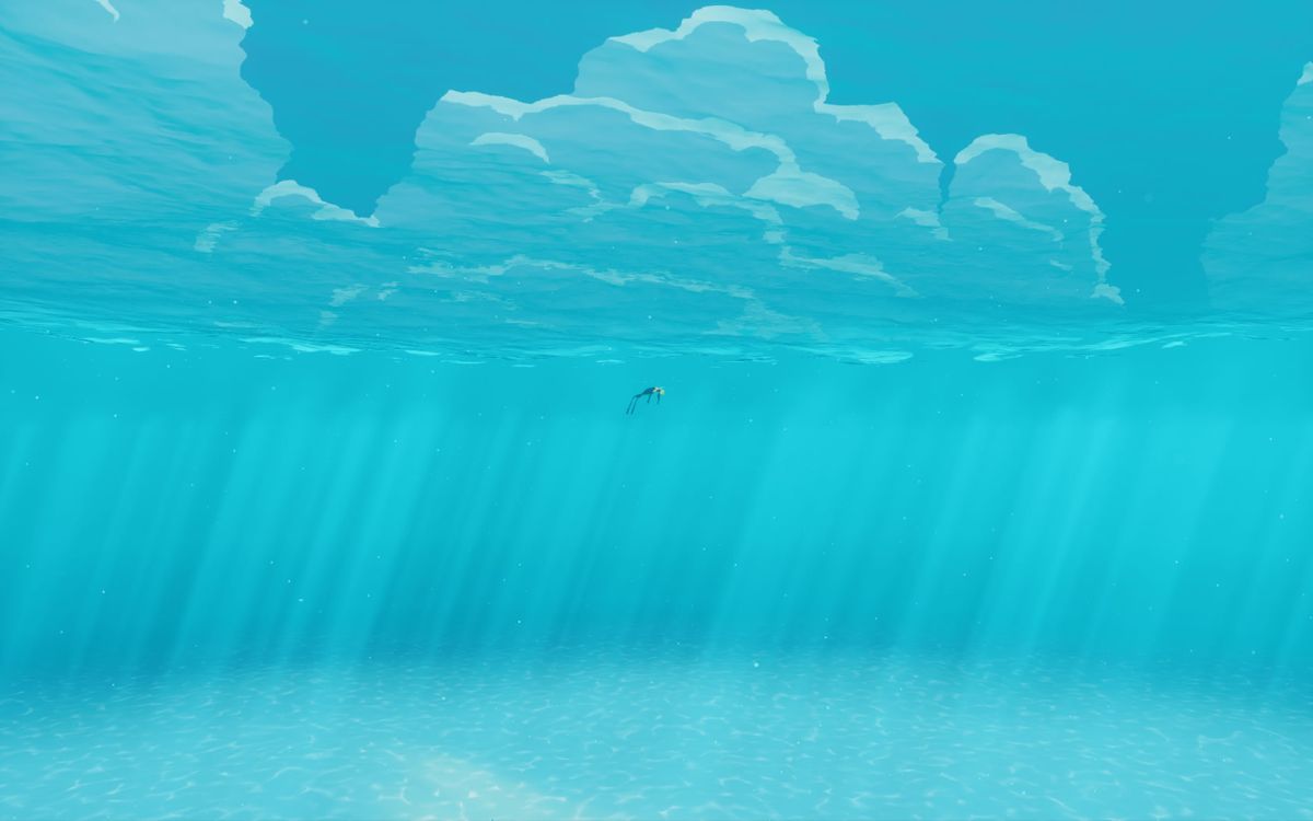 Abzû (Windows) screenshot: The lonely diver, drifting in the ocean at the start of the game.