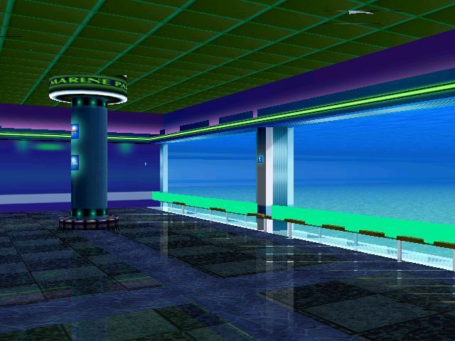 SEGA Marine Fishing (Windows) screenshot: This is the aquarium, in it the player can see the fish they have caught. It's currently empty
