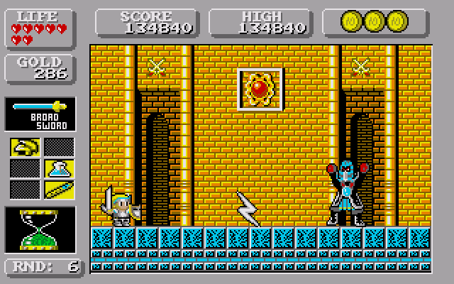 Wonder Boy in Monster Land (Amiga) screenshot: Say hello to the Spinx
