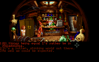 Simon the Sorcerer II: The Lion, the Wizard and the Wardrobe (DOS) screenshot: Calypso's shop