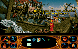 Simon the Sorcerer II: The Lion, the Wizard and the Wardrobe (DOS) screenshot: Goldilocks