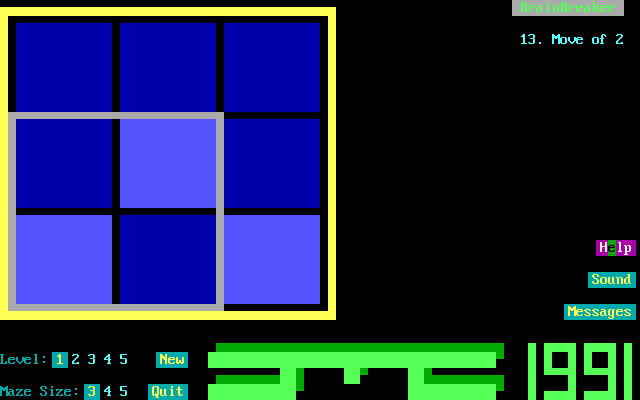 BrainBreaker (DOS) screenshot: Getting help from the computer