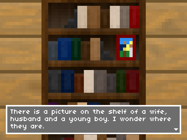 Moirai (Windows) screenshot: On the bookshelf is a photograph