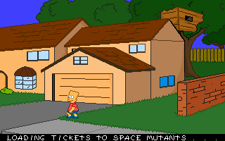 The Simpsons: Bart's House of Weirdness (DOS) screenshot: The great outdoors also promises various missions