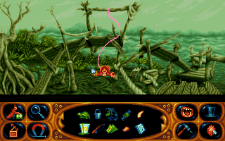 Simon the Sorcerer II: The Lion, the Wizard and the Wardrobe (DOS) screenshot: Bungie jump