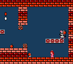 Super Mario Bros. 2 (NES) screenshot: The bomb-throwing Mouser