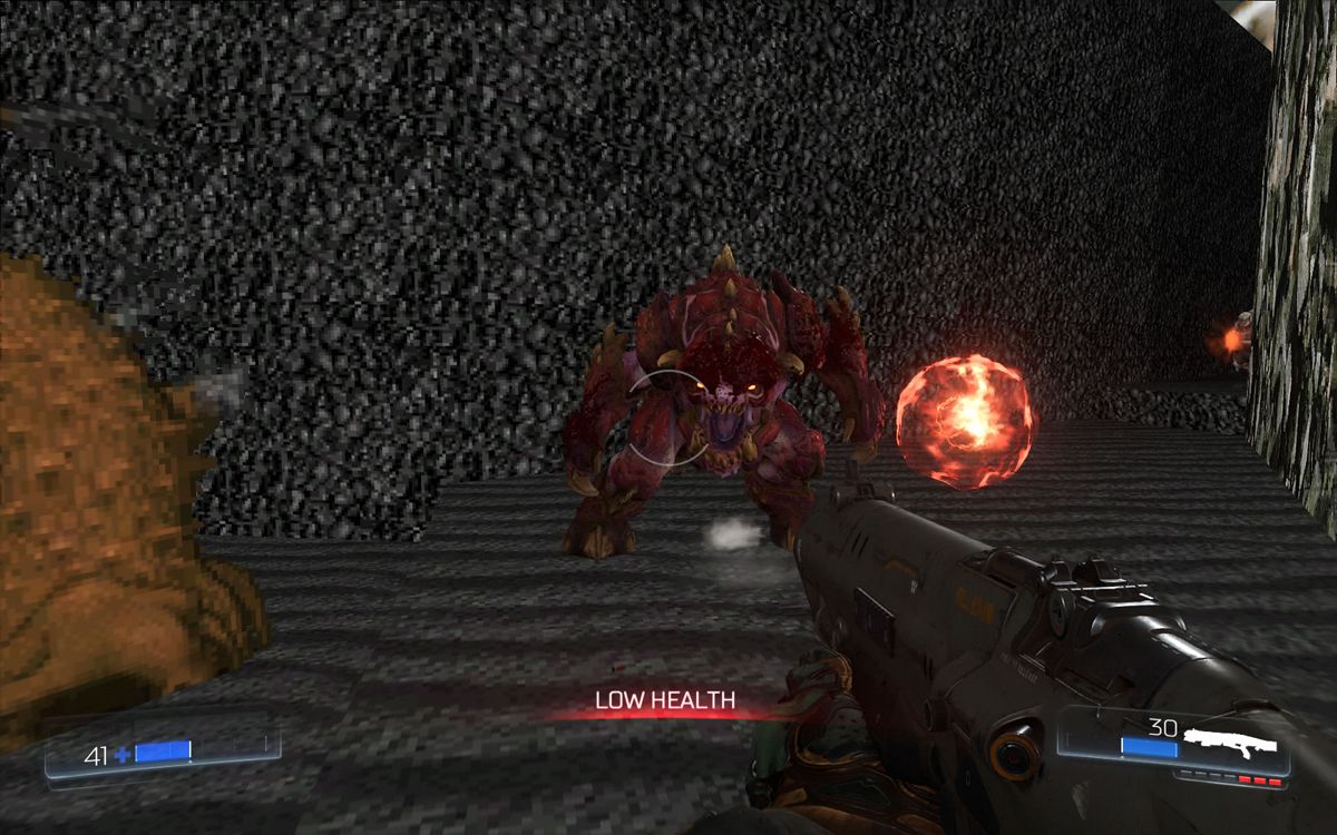 Doom (Windows) screenshot: Playing a classic <i>DOOM</i> level.