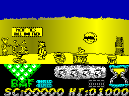 The Flintstones (ZX Spectrum) screenshot: Paint the wall.