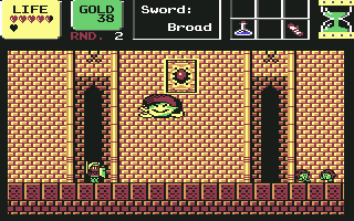 Wonder Boy in Monster Land (Commodore 64) screenshot: Say hello to Myconid Master