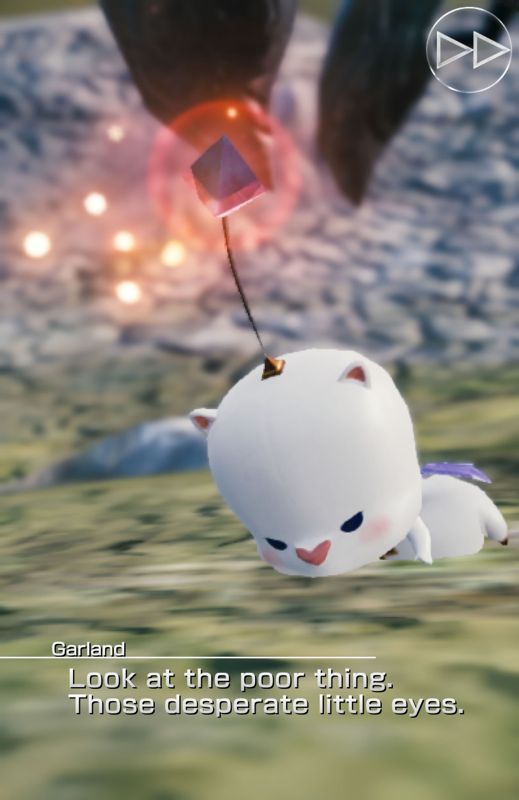 Mobius Final Fantasy (Android) screenshot: Meeting Mog in one of the story sequences.