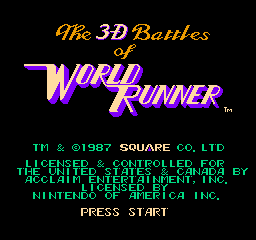 3-D WorldRunner (NES) screenshot: Title