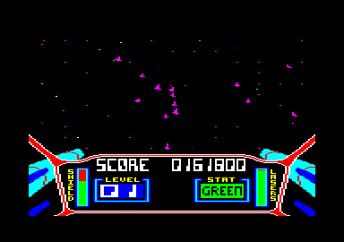 3D Starstrike (Amstrad CPC) screenshot: The Death St...I mean, enemy base blew up.