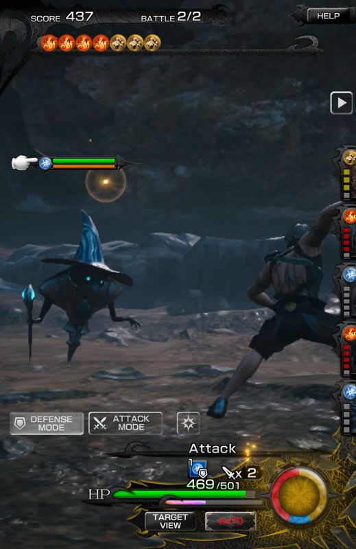 Mobius Final Fantasy (Android) screenshot: Targeting a single opponent.