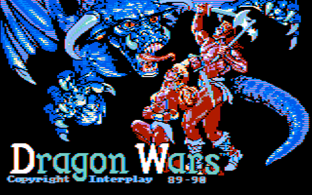 Dragon Wars (DOS) screenshot: Title screen (late-model CGA composite)