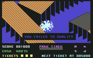 720º (Commodore 64) screenshot: I failed to qualify (U. S. Gold)