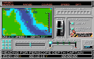 688 Attack Sub (Amiga) screenshot: The ship trimming screen