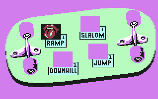 720º (Commodore 64) screenshot: I finished with the half-pipe (Mindscape)